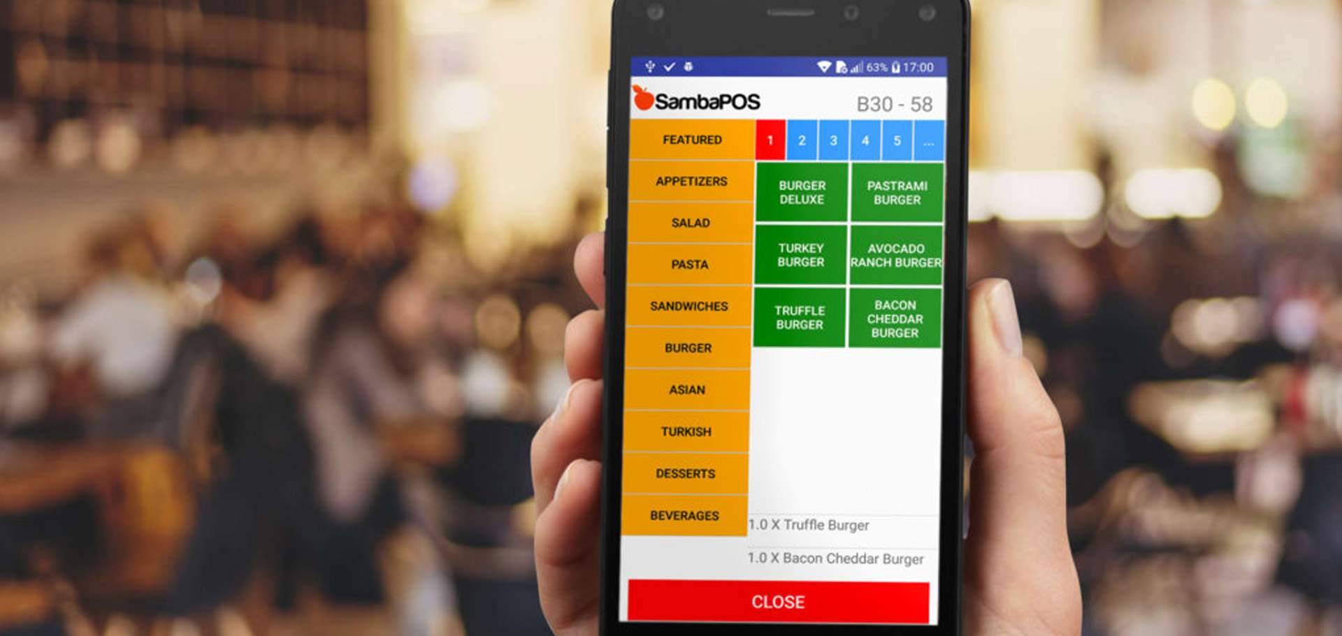 SambaPOS Mobile Client gives waiters/waitresses the ability to take tableside orders with Android devices.